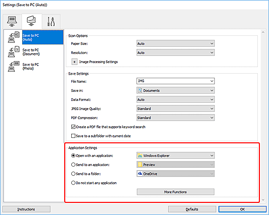 figure: Settings dialog box